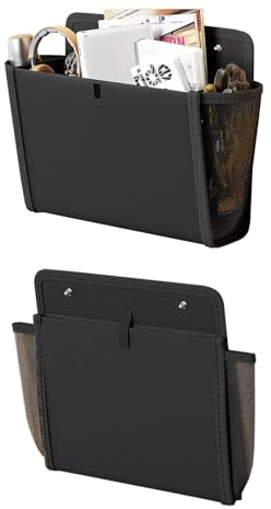 BONJUME 2 Pcs Wohnwagentür Organizer, Schuh Organizer Hängend 33x23x8 cm Wandmontage Tür Schuhregal mit Tiefe Taschen für Wohnmobil Van Wohnmobil Küche Büro Camping Zubehör Schwarzer Korb