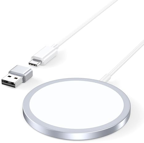 Magnetic Wireless Charger, 15W Fast Mag-Safe Charger for iPhone 17/16/15/14/13/12 Series and AirPods 4/3/2/Pro，Wireless Charging Pad (White) for Men/Women