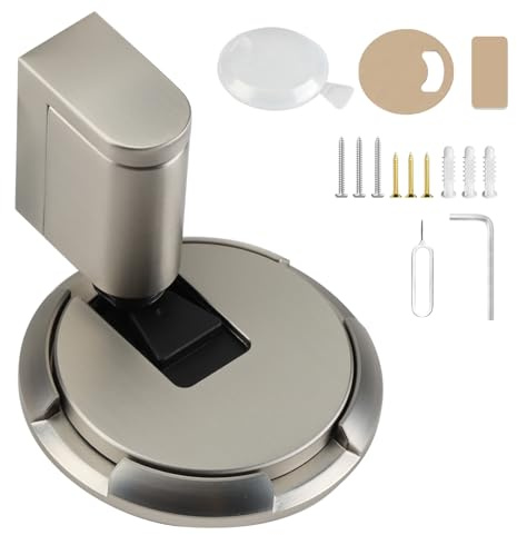 Butee de Porte Mécanique Silencieuse, Murale Métal Butée Arret de Porte et Sans Perforation Dispositif de Retenue Réglable Avec Adhésif pour Chambre à Coucher, Bureau
