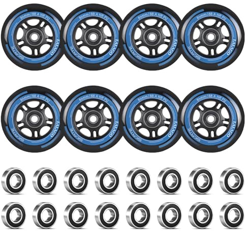 LALAGO Set med 8 rullskridskor i line, 84 mm reservhjul med ABEC 9-lager
