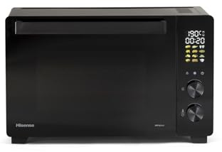 Hisense HOM30AF Mini-Ofen/30 L Kapazität/1800 W Leistung/230° max. Ofentemperatur/Umluftfunktion/Antihaftbeschichtung/2-fach verglast/Innenbeleuchtung/Krümelfach/Gerätemaß (BxHxT): 51,8×32,5×37,8 cm