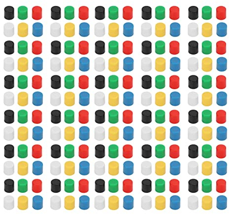 KIMISS Ensemble de Capuchons de Bouton-poussoir Multicolores pour Commutateurs Tactiles de Planche à Pain - 180 Pièces Couvercle de Bouton-poussoir Rond en Plastique ABS avec 6 Options de Couleur