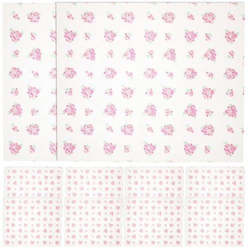 FELTECHELECTR Papier D'emballage Alimentaire Imprimé Rose 50 Feuilles Papier Sulfurisé Anti-huile pour Sandwichs, Hamburgers et Frites Feuilles de Cuisson Pliables pour Usage Alimentaire Sûr