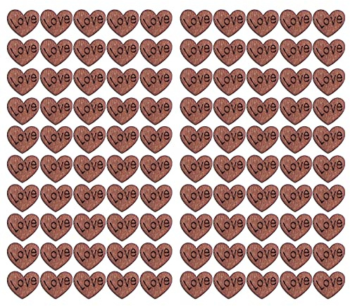 Wooden Heart Decorations 100Pcs | Handmade Boxwood Hearts for DIY Crafts/Weddings/Parties | Vintage Love Photo Frame Puzzle Pieces, 1.1x1cm