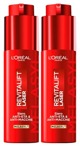 L'Oréal Paris Revitalift Laser Gesichtsserum in Creme Anti-Aging Anti-Flecken Feuchtigkeitsspendende Straffende Wirkung für Strahlende Aufgepolsterte und Elastische Haut - 2 Flakons zu 50ml