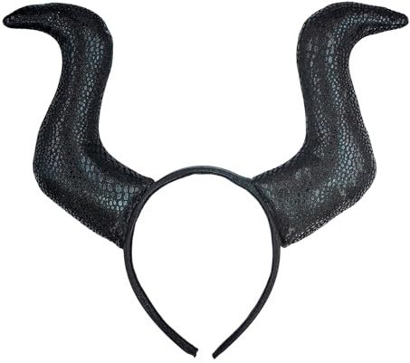 TrendandStylez Maleficent Hörner Haarreif | Große schwarze Hörner der dunklen Fee | Kopfschmuck für böse Königin Kostüm | Accessoire für Halloween & Karneval