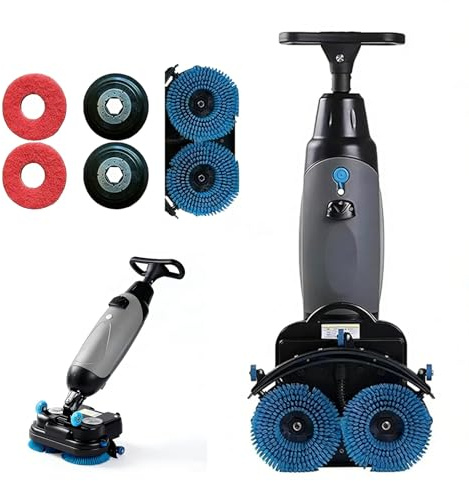 ZyKnaurral Autolaveuse compacte Professionnelle avec réservoirs séparés de 4 L et 6 L, brosses de Nettoyage motorisées de 43 cm (17 Pouces), sans Fil et alimentée par Batterie 36 V. A Grey