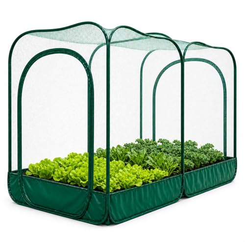 GardenSkill Gewächshaus Pop-Up XL 250x125x135cm Hoch | Feinmaschiges Insektennetz Vogelschutznetz Pflanztunnel Pflanzenzelt Tomatenhaus für Hochbeet, Garten, Schrebergarten, Obst, Gemüse, Setzlinge