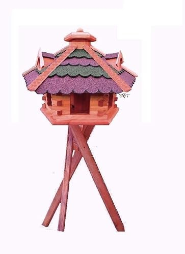 XXL XXL Vogelhaus/Nistkasten,Vogelhäuser : Ergänzung zum Nistkasten, für Vögel Amsel Amseln Meise Meisen Star Stare Meisennistkasten Vogel,Vogelfutterhaus und Vogelvilla, Futterhaus, Futterhäuschen,große Größen auch mit Ständer und Silo, aus Holz Vogelfutterhaus in ROT GRÜN dicke Bitumen Streifen mit Ständer