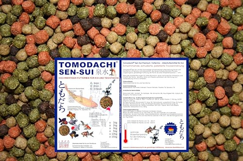 Koimix, Premium Koifuttermischung, 4 Color, Rot-Grün-Weiß-Braun, Teichfuttermix mit Spirulina, Astax, Paprika und Krillmehl, Tomodachi Sen-Sui Koifutter- und Teich-Mix, 15kg (3mm Pelletgröße)