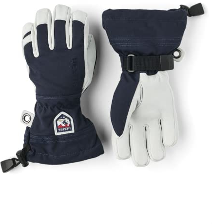 Hestra Army Leather Heli Ski 5-Finger Handschuhe Kinder blau/weiß