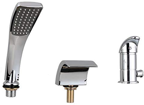 ZXC 7004 Badewannen Armatur - Wasserfall - Handbrause Set - Wannenrand - Duschkopf
