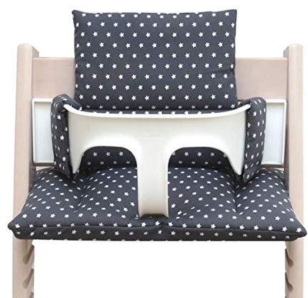 Blausberg Baby - Sitzkissen Kissen Polster Set für Stokke Tripp Trapp Hochstuhl- Einheitsgröße, Dunkelgrau Anthrazit Sterne
