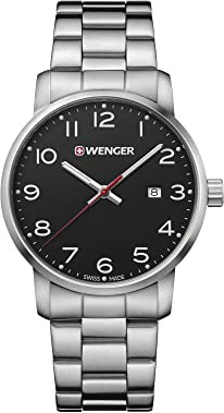 WENGER Herren Armbanduhr Avenue, Wasserdicht 100 m/10 ATM, Ø 42 mm, Analog-Quartz, Edelstahl, Swiss Made