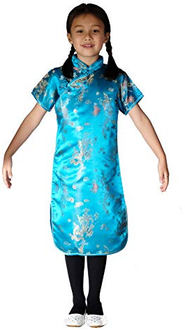 Cinda Dragon and Phoenix Qi Pao (11-12 Years, Turquoise)