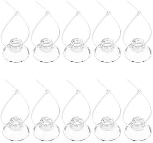 Pawfly 10 Pack Suction Cups with 20 Pieces Adjustable Zip Ties for Aquarium Fish Tank Binding Moss Shrimp Dodging Nest