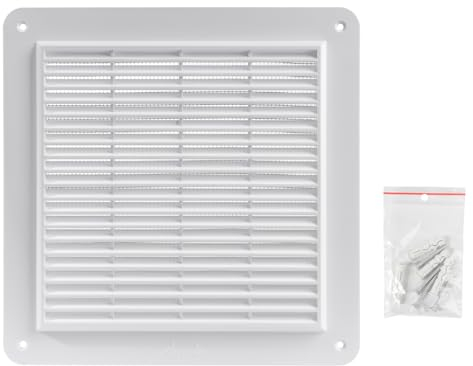 Vent Systems 25 x 25 cm Lüftungsschlitz-Abdeckung – Weiß – Lüftungsschlitze – Grillabdeckung – integrierter Insektenschutz – gerade Rückseite – Lüftungsschlitze für Badezimmer, Heimbüro, Küche