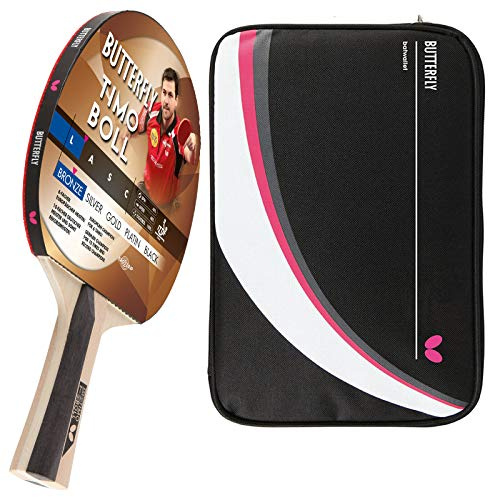 Butterfly® Timo Boll Bronze Tischtennisschläger | Tischtennis Racket Bat TT Hobbyschläger für ambitionierte Freizeitspieler | ITTF zertifizierter Addoy Belag | konkave Griffform | Holzfarbig
