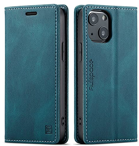 LOLFZ Wallet Case for iPhone 13 Mini, Magnetic Flip Leather Case with RFID Block Card Slots Kickstand Shockproof Protective Cover Compatible with iPhone 13 Mini 5.4 Inch - Blue
