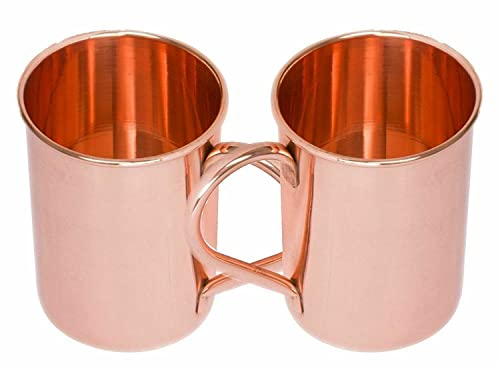 2 Pure Copper Plain Mug 16oz Moscow Mule 100% Solid Copper Glass Barware Kitchen Christmas Gifts
