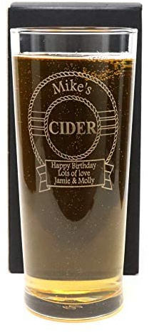 Regalo Personalised Pint Glass - Cider Design (Cardboard Gift Box)