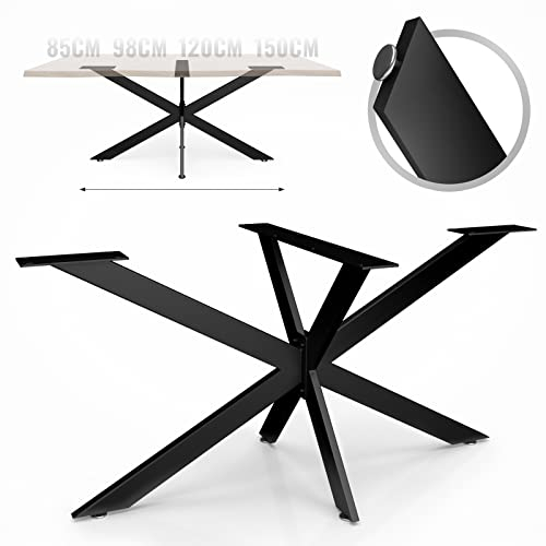 MIADOMODO® Tischgestell - Spider, 120x68x70 cm, Industrial, aus Stahl, Stabil, Schwarz - Tischbeine, Tischkufen, Tischuntergestell, Esstisch Gestell, Kreuzgestell für Wohnzimmertisch