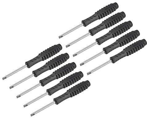 sourcing map Mini Fendue Tournevis, 4.0mm Plat Tête avec Antidérapant Poignée pour Petit Appareils électroménagers, 10 Pcs