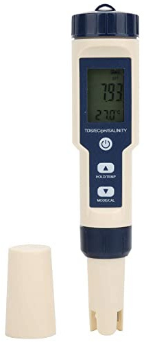 Natudeco Digitales Wasserqualität Monitor 5-in-1 TDS-Reinheitsmessgerät Tragbarer Salinitätsanalysator Wasserqualitätsteststift PH Salzgehalt EC-Temperatur EZ-9909 für Aquakultur Schwimmbäder