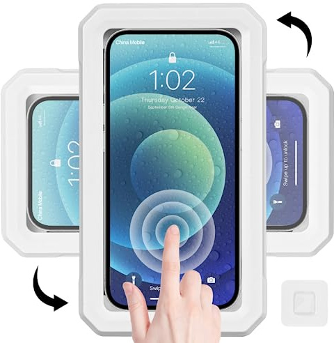 Shower Phone Holder Waterproof 360°Rotation Adjustable Phone Shower Holder, for Bathroom Bathtub Mirror Wall Mounted Phone Case Holder, Phone Holder for Shower 4 to 7 (White)