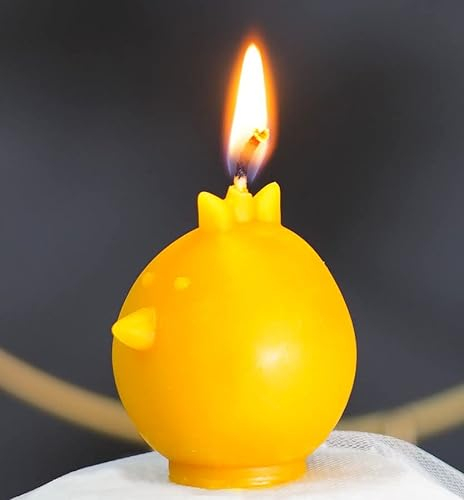 tea4chill Bienenwachskerze aus 100% Bienenwachs, Honigkerze, Osterkerze Küken, Kerze für Ostern 4 x 4,5 x 5cm, Osterdeko, Osterkerze, lange Brenndauer, handgefertigt