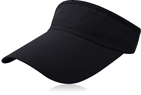 Visera para Mujer, Gorra con Visera para Deportes de Verano con ala Ancha en Blanco Sombrero para el Sol Visera Anti-UV Diadema Ajustable Gorra de Golf Ciclismo Correr Ocio al Aire Libre (Negro)