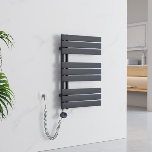EMKE Toallero electrico baño,762x500 mm 400 W,Antracita | WiFi Termostato de Elemento Calefactor, Radiador toallero con Barra Calefactora con Temporizador