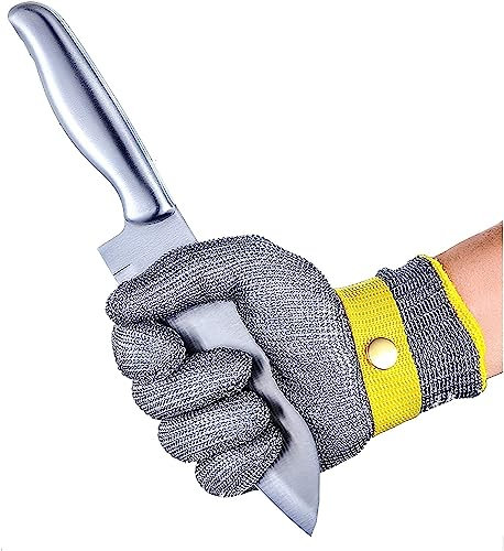 TIST Anti-cut Gloves Outdoor Cut-resistant Steel Gloves, Safety Work Gloves With Level 5 Protection, Cut-resistant Gloves For Outdoor Cooking Work (Color : 5pcs, Size : L)