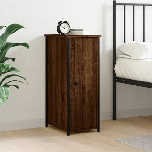 CKioict Telefontisch Ablagetisch Modern Nachtkästchen Nachttisch Braun Eichen-Optik 32x42x80 cm Holzwerkstofffür kleine Räume, Wohnzimmer, Schlafzimmer
