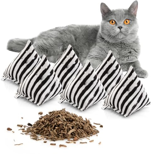 CanadianCat Company | Schmusekissen 6er Set Schmuse-Pyramide XL Zebra mit Baldrian für Katzen, Katzenkissen, interaktives Katzenspielzeug