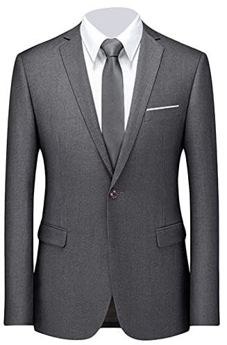 Men's Stylish Slim Fit Daily Blazer Solid Casual Formal Wedding Party Sport Coat One Button Lapel Business Jacket (XXL,Grey 1)