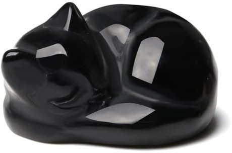 XIANNVXI Katzen Deko Figuren Deko Katze Schwarz Obsidian Schwarze Katze Figur Katzenfigur Deko Katzen Geschenk Katzenliebhaber