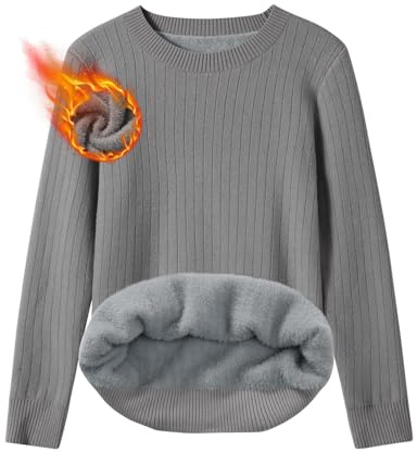 heekpek Maglione Donna Invernale Eleganti Girocollo Caldo Maglione con Fodera in Pile Basic Morbido Maglia Manica Lunga Felpa Pesante Sweater
