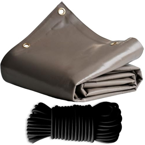 TECPLAST Pack Toile Pergola Taupe 3x4 m + Sandow Noir 20m - Bâche Pergola prête à Poser LP640PR Garantie 8 Ans