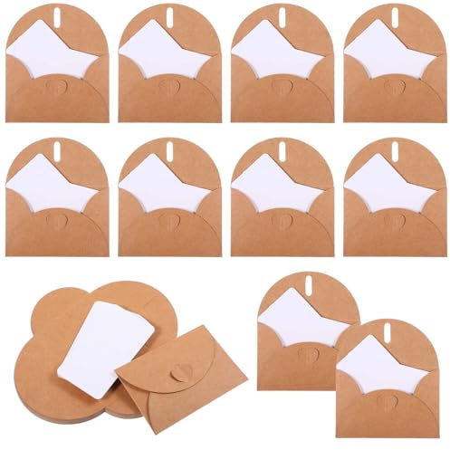 25 Stück Mini Briefumschläge, Kleine Kärtchen Zum Beschriften Mit Umschlag Briefumschläge Geschenkkarte Kuvert Umschläge Mit Karten Kraftpapier Umschläge Blanko Kärtchen Für Geschenkkarten Diy