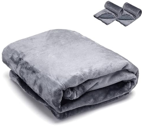 Nobleza 2 Piezas Manta Impermeable Perro, XL 152 x 127cm Suave y Esponjosa Manta Mascota, Manta Lavable de Felpa a Prueba de Fugas para Sofá y Cama, Reversible, Gris