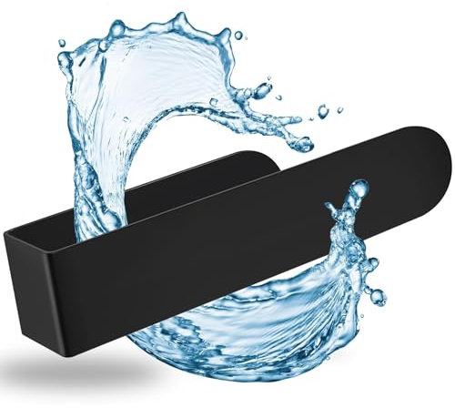 Rierousy Soporte para paños de cocina, negro, autoadhesivo en el fregadero y la pared, soporte para trapos, se puede utilizar como organizador de cocina (20 cm)