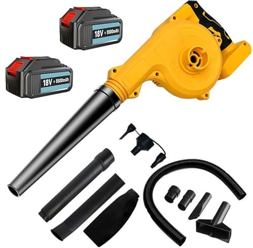 ANUPTTA Leaf Blower and Vacuum,Cordless Leaf Blower Compatible with Makita 18V, 2pcs 5500mAh Battery, 21000RPM 2-in-1 Handle Electric for Cleaning Dust