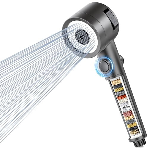 Magichome Pommeau de Douche avec Tuyau 2M, Pommeau Douche Anti Calcaire 3 Couches de Filtration Ionique (Douchette Simple Gris)