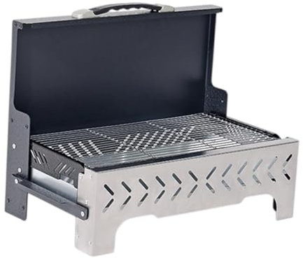 Gralara Grill da tavolo da griglie a carbone pieghevole piccolo grill barbecue griglie sollevabile rete per escursioni da giardino da campeggio, Nero