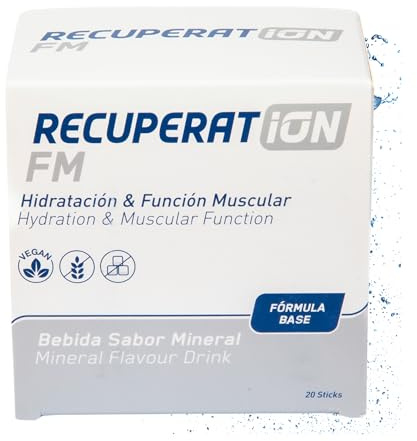 Bebida Hipotónica Sin Azúcar con Electrolitos + Sales Minerales y Magnesio para Remineralización Muscular Profunda - Sabor Mineral Sin Gluten Ni Lactosa - Pack 20 Sobres Apto Veganos | RECUPERATION