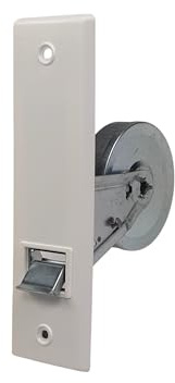 Winrodoor Unterputz-Gurtwickler mit vorgespulter Mechanik – für 8 m Gurt – Gurtaufnahme 23 mm – Lochabstand 165 mm – mit weißer PVC-Abdeckhaube