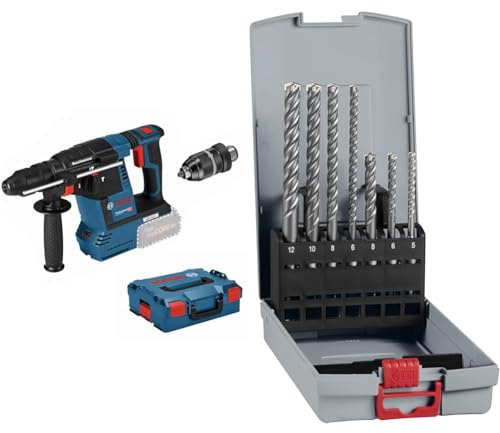 Bosch Professional 18V System GBH 18V-26 F cordless rotary hammer + 7X PRO SDS plus-5X Hammer Drill Bit Set (for Concrete, Lime and Sand Bricks, Ø 5-12 mm)