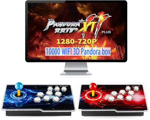 TOJASDN 10000 Game in 1 Pandora Box Retro Games Arcade Game Machine Console with Two Separate Host for PC & Projector & TV 3D WiFi Function Games 1-4 Players Category Favorite List Save/Search