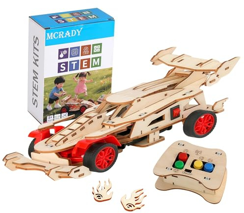 Esperimenti per bambini a partire da 8, 9, 10, 11, 12, 13, 14 anni, Formula 1, kit di costruzione per auto telecomandata, in legno, per ragazzi e ragazze, giocattolo scientifico, giocattolo educativo